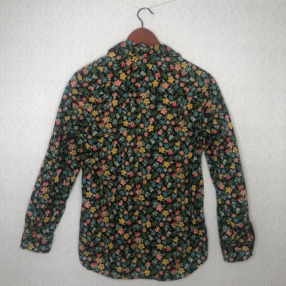 LIBERTY Women's Button Front Shirt Floral Dark Long Sleeve Collared US Size 6 - Picture 7 of 14